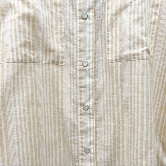 NWT Wrap London Striped Cotton Snap Front Oversized Blouse Tuscan Sun Size 6 NEW - Picture 8 of 15